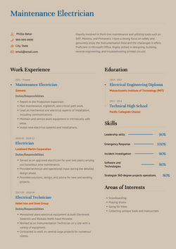 Electrician Resume Sample and Template