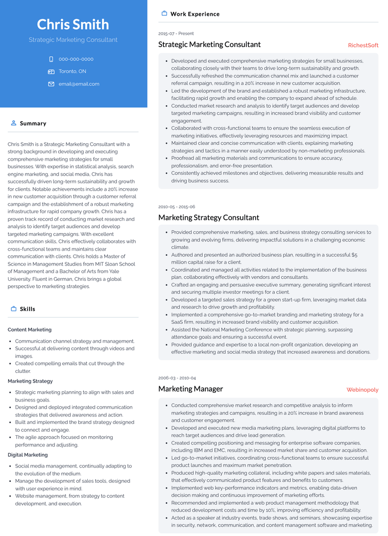 Indeed CV Maker: Nevis template