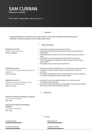 Research Assistant Resume Sample and Template