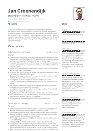 Stakeholder Technical Analyst Resume Sample and Template