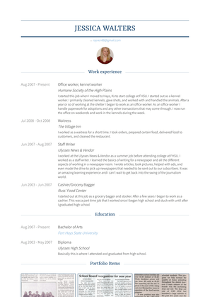 Office Worker, Kennel Worker Resume Sample and Template