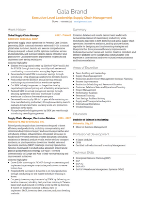 Logistics Resume Example CV Example and Template