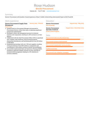 Director Procurement Resume Sample and Template