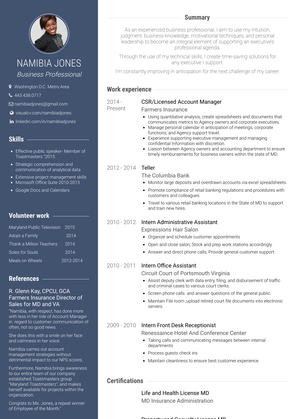 Csr/Licensed Account Manager Resume Sample and Template