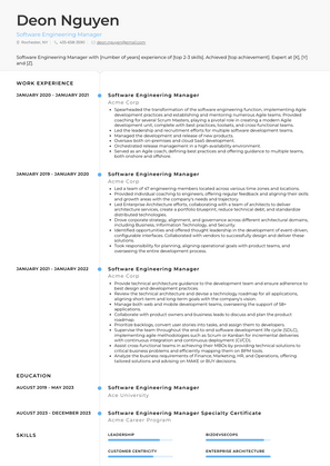 Software Engineering Manager Resume Sample and Template