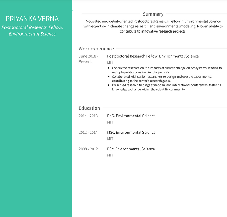 Academic CV Template - Avant