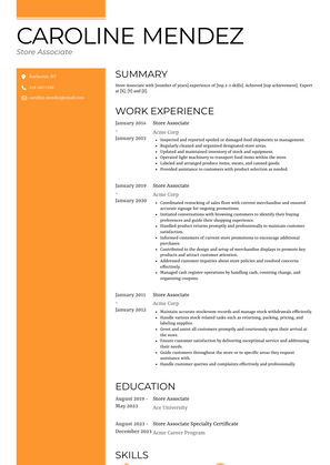 Store Associate Resume Sample and Template