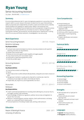 Senior Accounting Assistant CV Example and Template