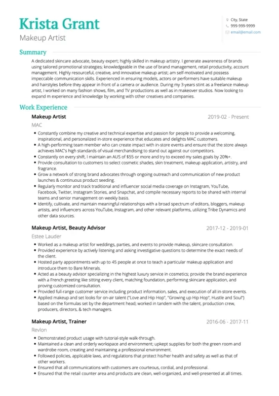 Esthetician Resume Objective Examples
