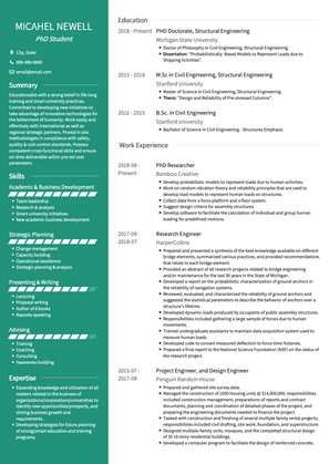 PHD Student CV Example and Template