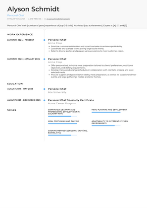 Personal Chef Resume Sample and Template