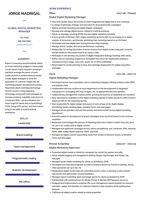 advertising resume skills examples