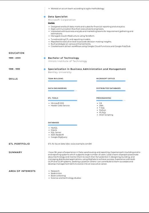 reverse chronological two page resume format page 2