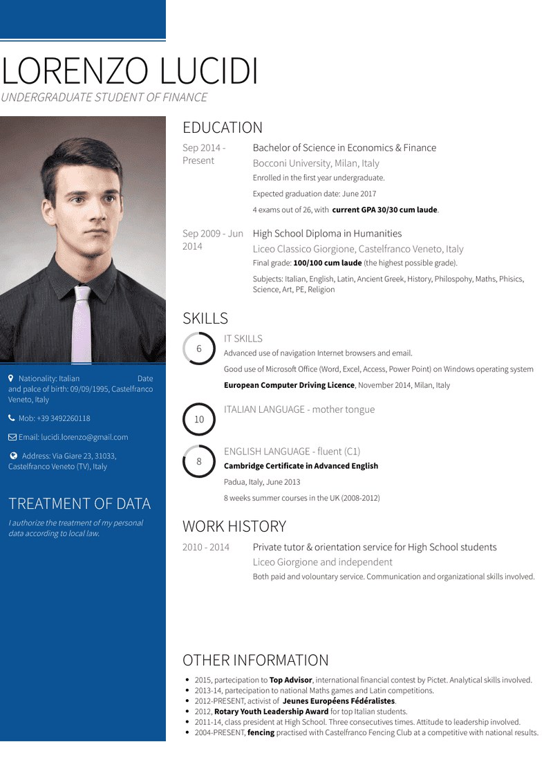 High School Resume Samples And Templates Visualcv