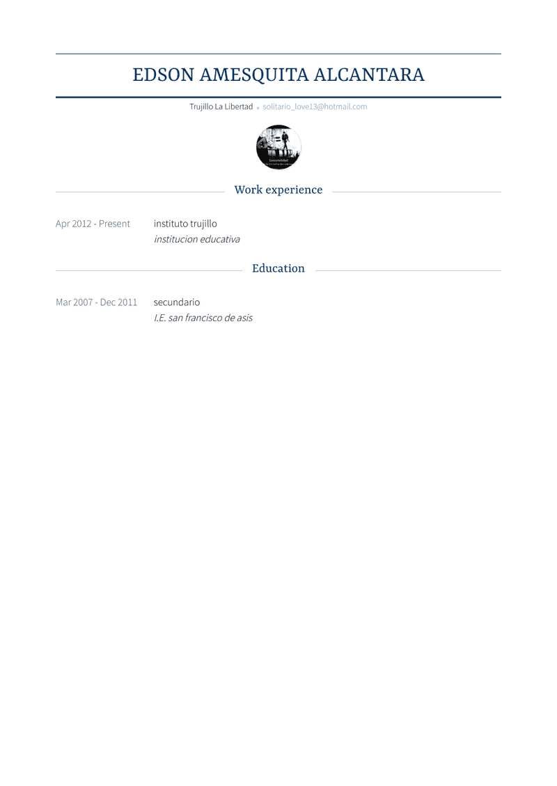 Instituto Trujillo Resume Sample and Template