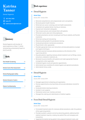 Dental Hygienist Resume Sample and Template