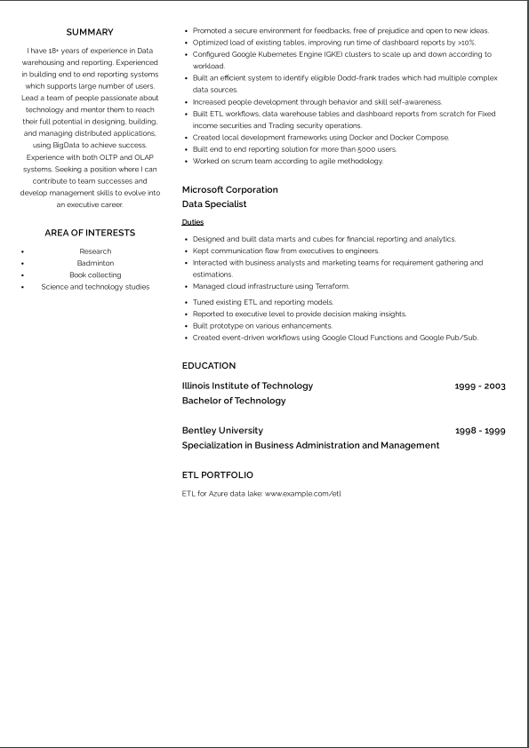functional two page resume format page 2