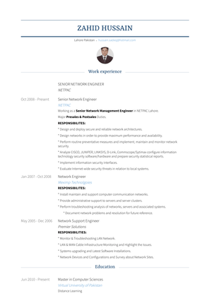 Senior Network Engineer Resume Sample and Template