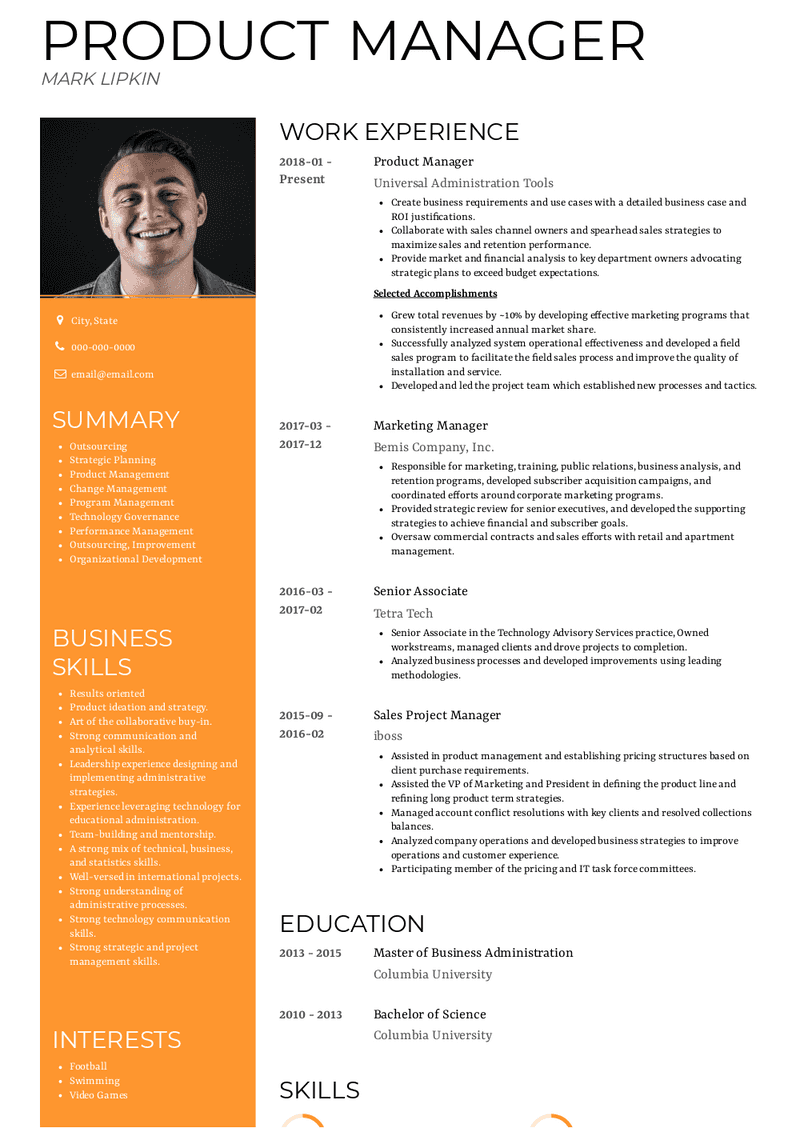 Senior Product Manager Resume Sample and Template