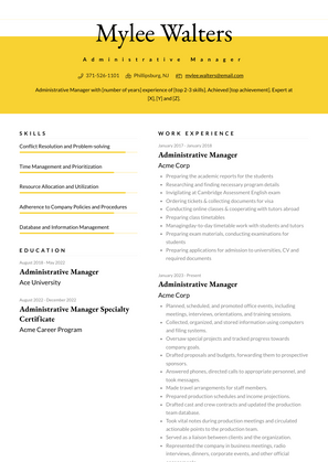 Administrative Manager Resume Sample and Template