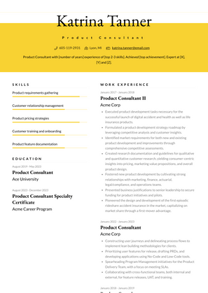 Product Consultant Resume Sample and Template