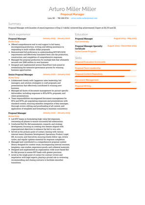 Proposal Manager Resume Sample and Template