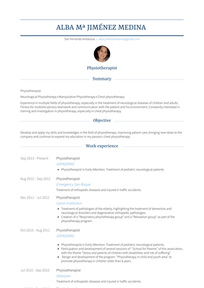 Physiotherapist Resume Samples and Templates  VisualCV