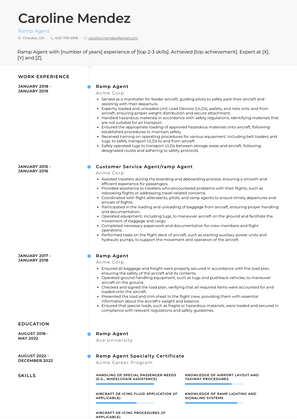 Ramp Agent Resume Sample and Template