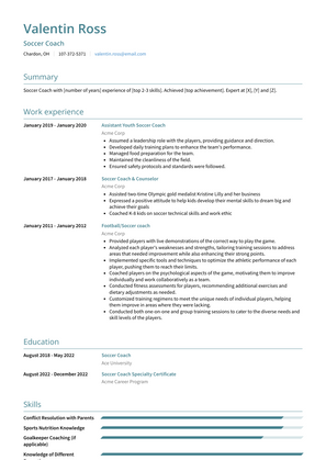 Soccer Coach Resume Sample and Template