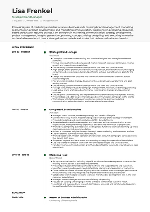 Strategic Brand Manager CV Example and Template