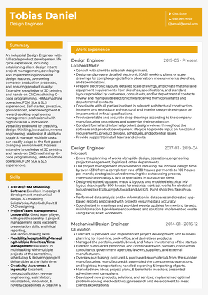Design Engineer CV Example and Template