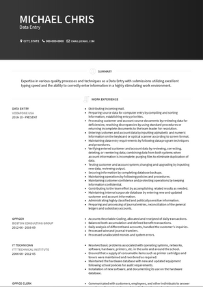 Data Entry Resume Sample and Template