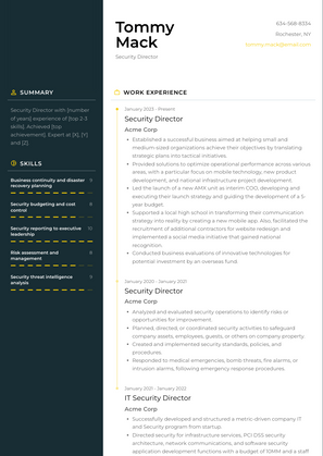 Security Director Resume Sample and Template