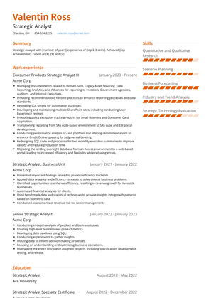 Strategic Analyst Resume Sample and Template