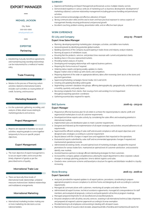 Export Manager Resume Sample and Template