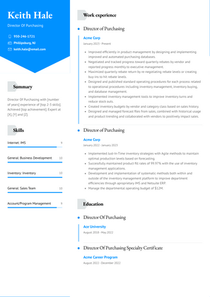 Director Of Purchasing Resume Sample and Template