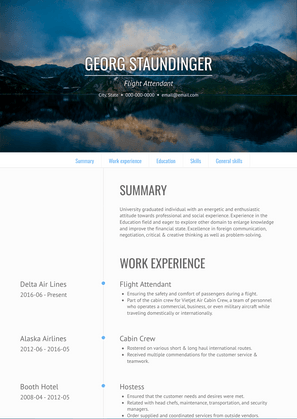 Flight Attendant Resume Sample and Template