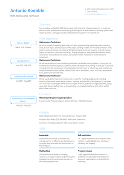 Maintenance Resume Sample and Template