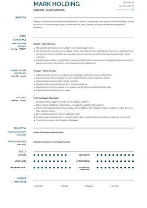 Director - Client Services Resume Sample and Template