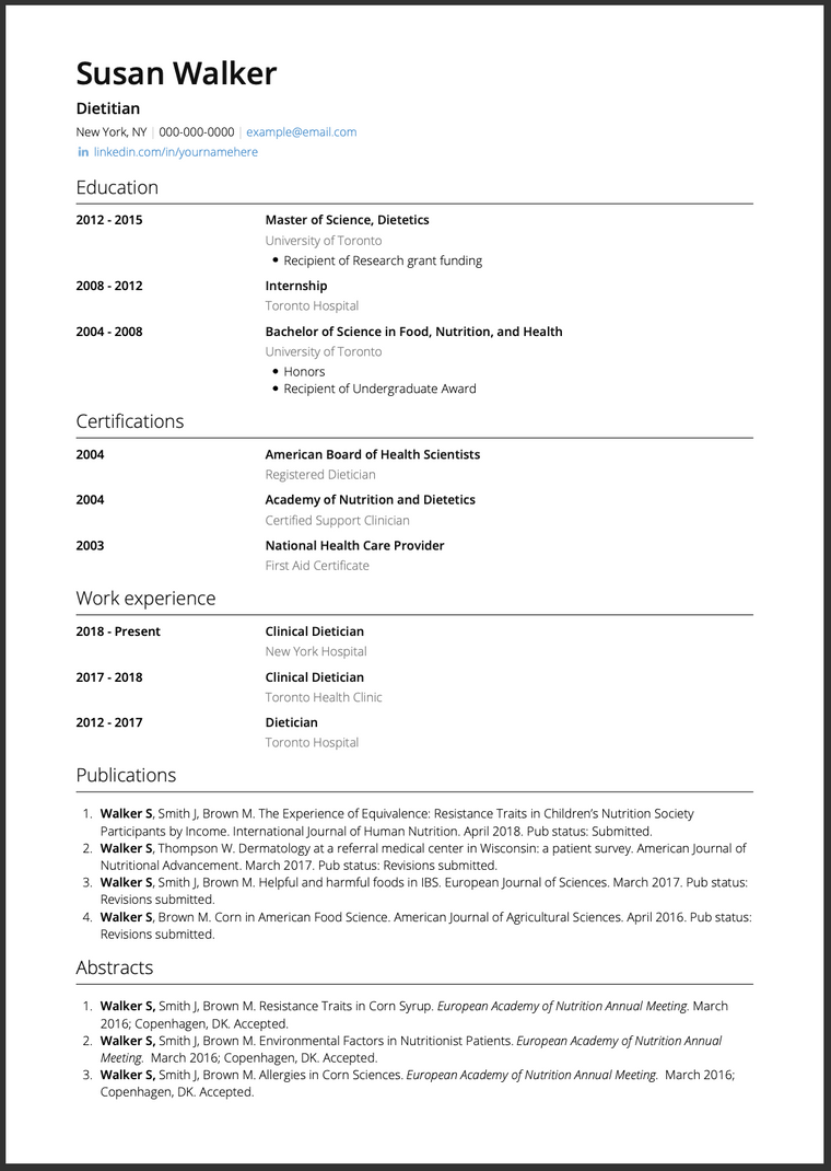 Corporate Template CV Sample