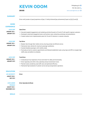 Driver Resume Sample and Template