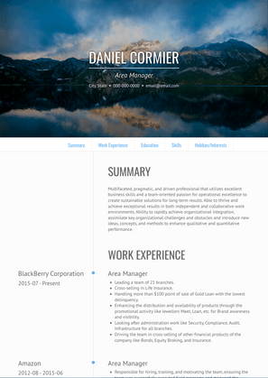 Area Manager Resume Sample and Template