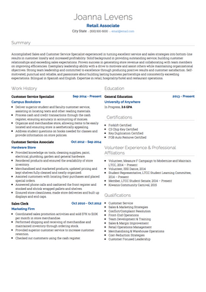 Retail Associate CV Example and Template
