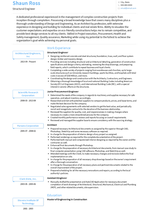 Structural Engineer Resume Sample and Template