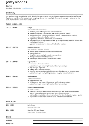 Lawyer Resume Sample and Template