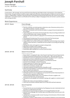 Finance Director Resume Sample and Template