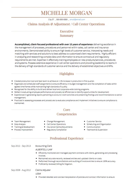 beginner resume objective examples for call center