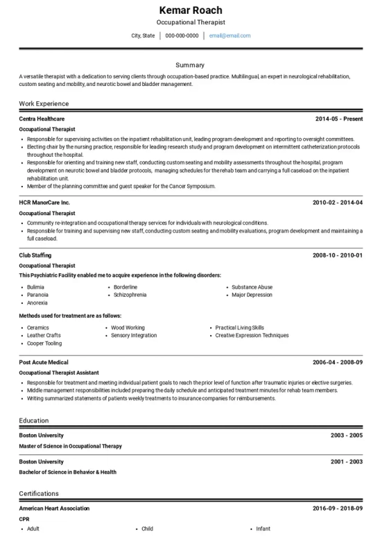 Behavior Therapist Resume Objective Examples