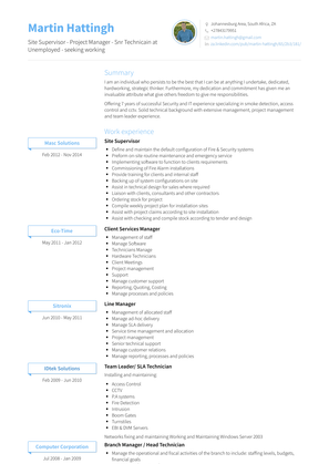 Site Supervisor Resume Sample and Template