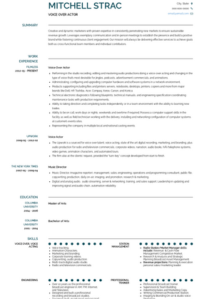 Voice Over Actor Resume Sample and Template